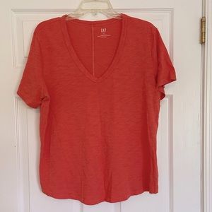 Gap Foreversoft T-shirt cotton orange v-neck short sleeve